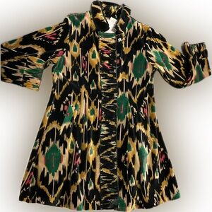Colorful Patterned crushed velvet ikat patterned Coat